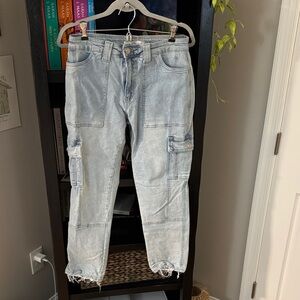 KanCan Light Wash Cargo Jeans - Light Blue